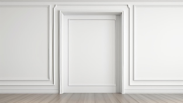 Elegante cornice della porta bianca con bordo minimalista per il testo