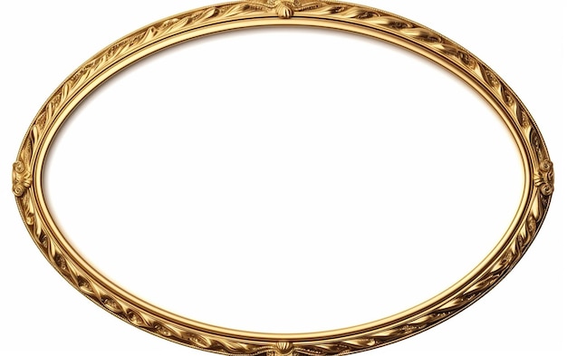 Elegante cornice dorata Oval oro specchio isolato su bianco