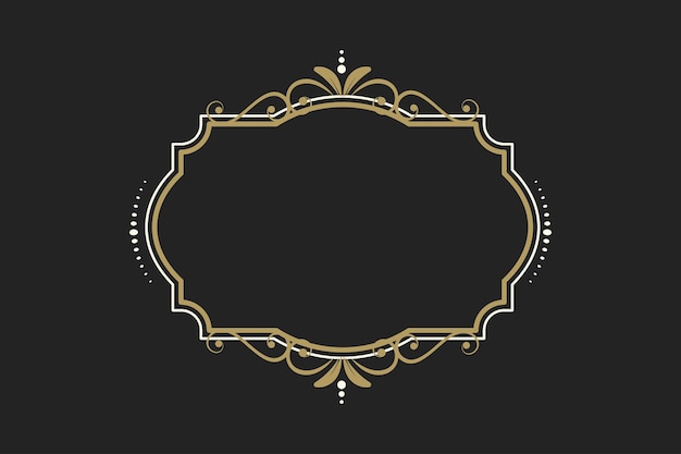 Elegante cornice retro vintage su sfondo nero con motivi con spazio di copia Illustrazione vettoriale