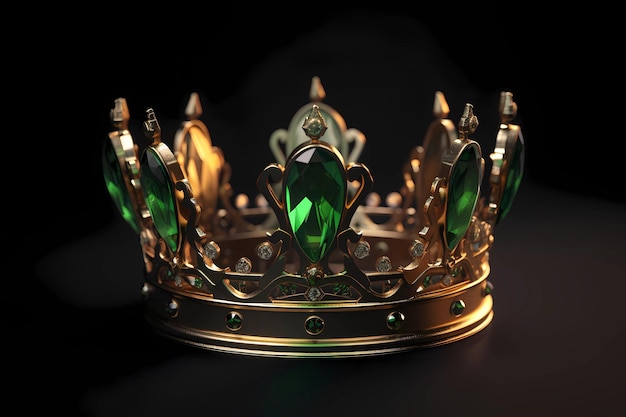 Elegante corona verde con sfondo marrone IA generativa