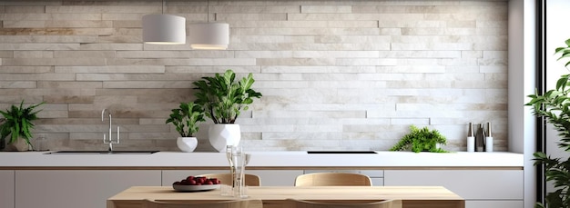 Elegante cucina in legno bianco e marrone Minimalismo di stile