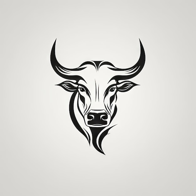 Elegante design della testa di toro su sfondo bianco