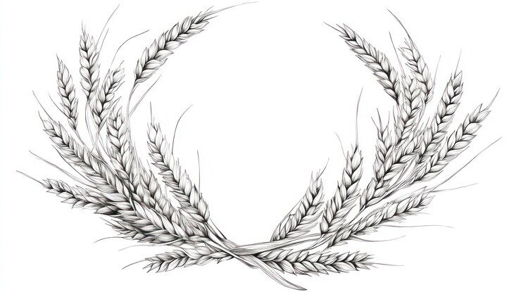 Foto elegante disegno di ghirlanda di grano disegnato a mano