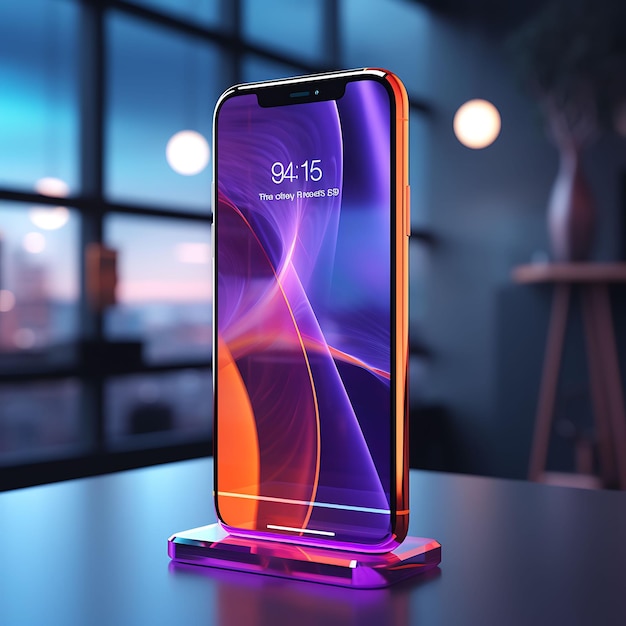 Elegante display in vetro temperato Mockup su uno sfondo lussuoso