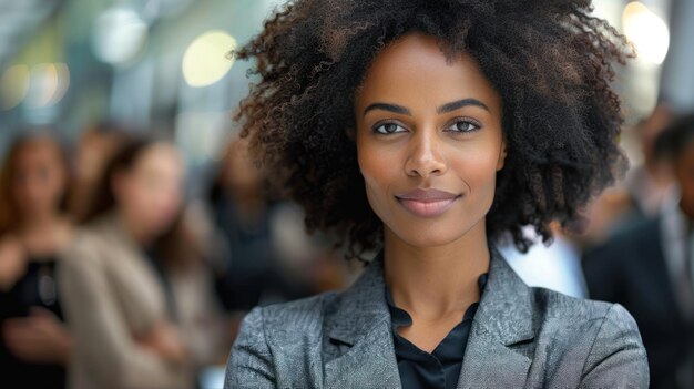 Elegante donna afroamericana in giacca.