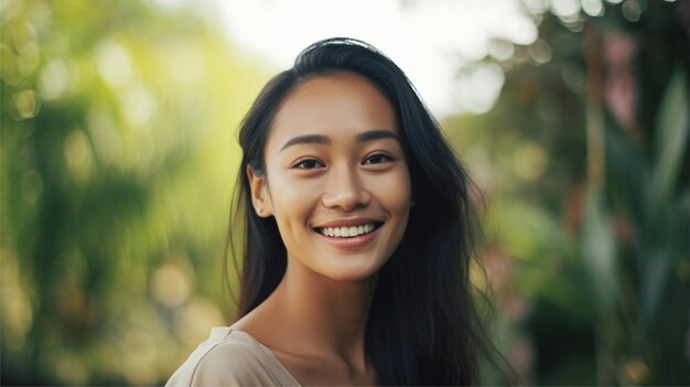 elegante donna asiatica sorridente