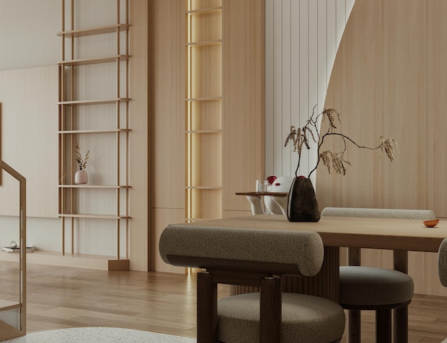 Elegante e accogliente sedia vaso decorazione da parete in legno in interni Dinging