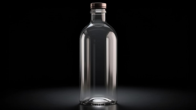 Elegante e moderno Una bottiglia di vetro trasparente vuota per la progettazione di prodotti per bevande o medicinali