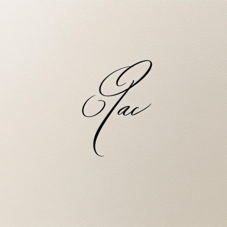 Foto elegante firma scritta a mano iniziale g in inchiostro nero su carta crema