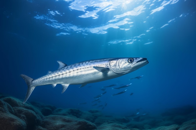 Elegante fotografia di animali marini Barracuda Patrol