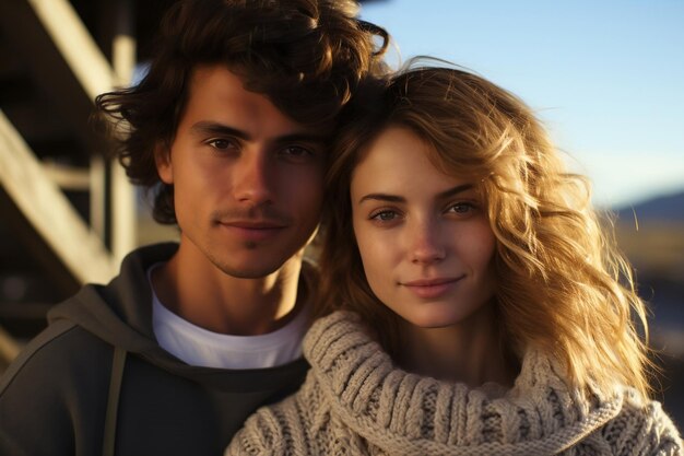 Elegante giovane coppia in maglione AI