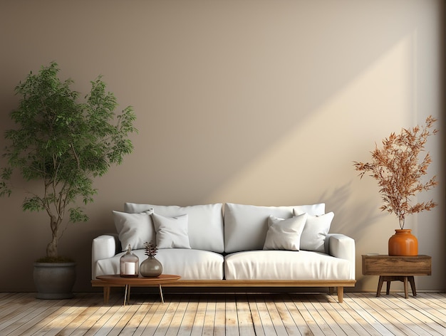 Elegante interno moderno MockUp sfondo muro luminoso