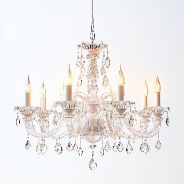 Elegante lampadario con gocce di cristallo e molteplici lampadine