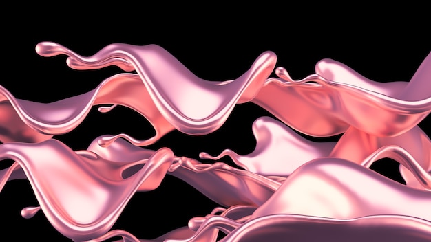 Elegante, lussuoso spruzzo di liquido dorato. illustrazione 3d, rendering 3d.