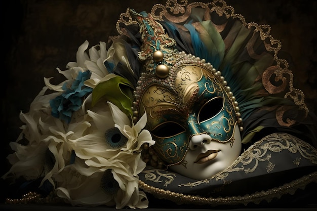 Elegante maschera del carnevale veneziano rendering 3d