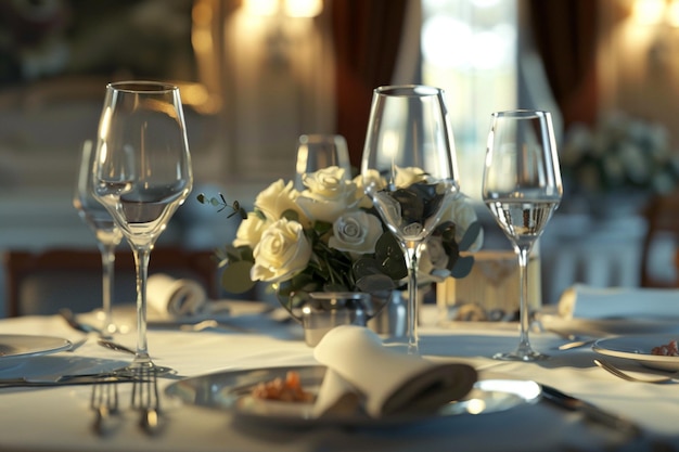 Elegante messa a tavola per una cena gourmet o