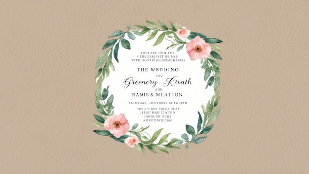 Elegante modello di invito al matrimonio con disegno ad acquerello floreale dipinto a mano