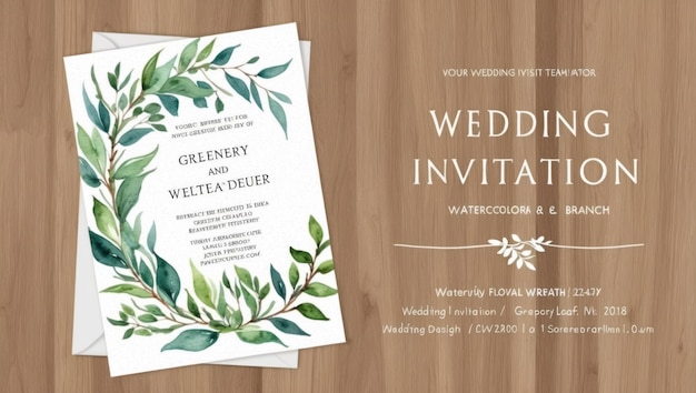 Elegante modello di invito al matrimonio con disegno ad acquerello floreale dipinto a mano