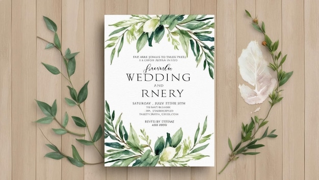 Elegante modello di invito al matrimonio con disegno ad acquerello floreale dipinto a mano