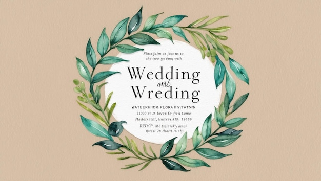 Elegante modello di invito al matrimonio con disegno ad acquerello floreale dipinto a mano