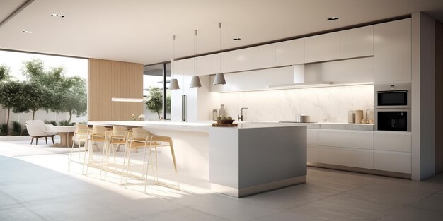 Elegante moderno design d'interni di cucina generato dall'AI