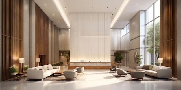 Elegante moderno lobby interior design generato da AI