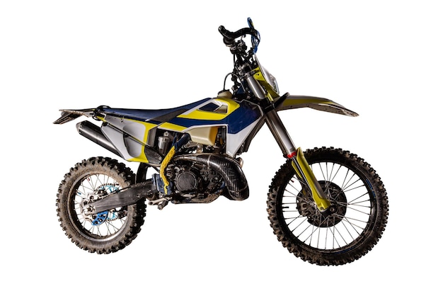 Elegante moto da cross blu e gialla