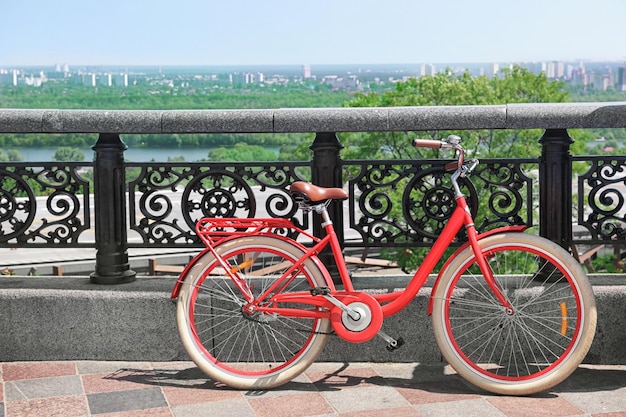 Elegante nuova bicicletta sul ponte