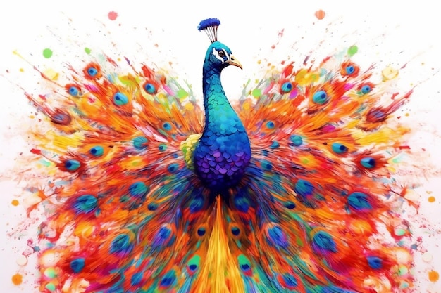 Elegante opera d'arte astratta di pavone Maestosa bellezza e colori vibranti Ai generativa