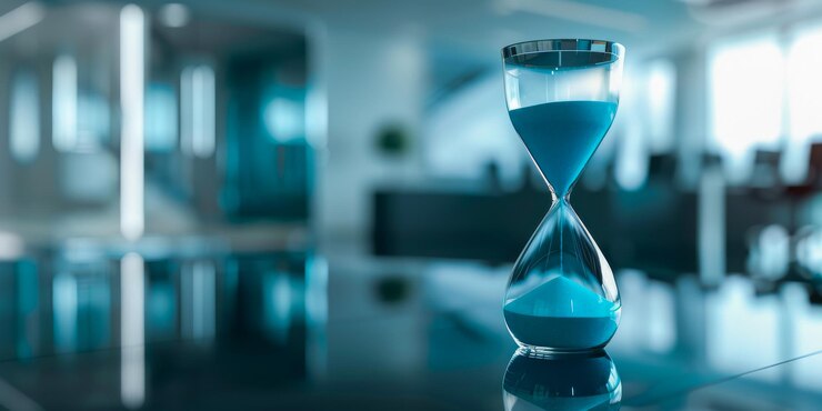Elegante orologio a sabbia in un moderno ufficio