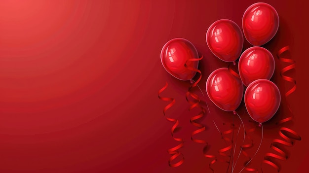 Elegante palloncino rosso e nastro Buon compleanno carta di celebrazione banner modello sfondo