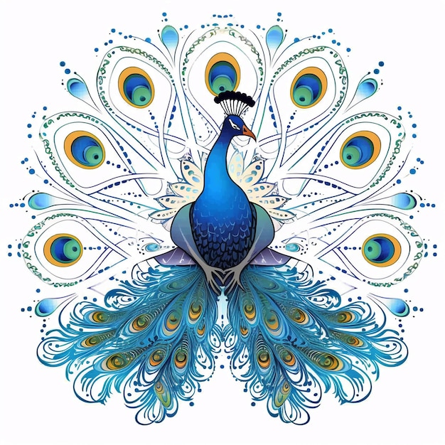 Elegante pavone con intricate piume decorative