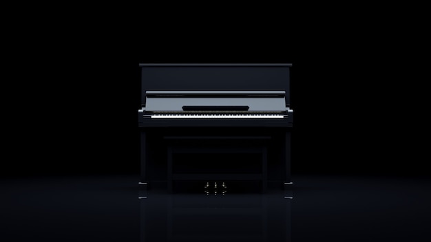 Elegante pianoforte in una stanza buia.