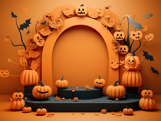 elegante podio di halloween 3d realistico