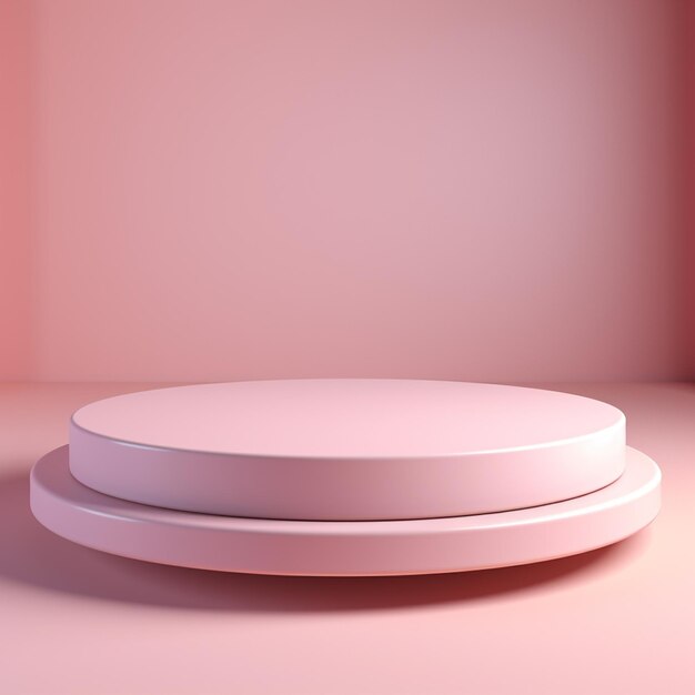 Elegante podio rosa minimalista in una stanza minimalista per la presentazione o l'esposizione del prodotto