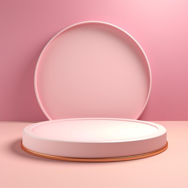 Elegante podio rosa minimalista in una stanza minimalista per la presentazione o l'esposizione del prodotto