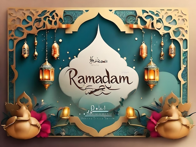 elegante ramadan kareem carta di festa decorativa