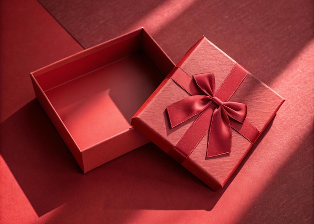 Elegante scatola regalo rossa con nastro di satin