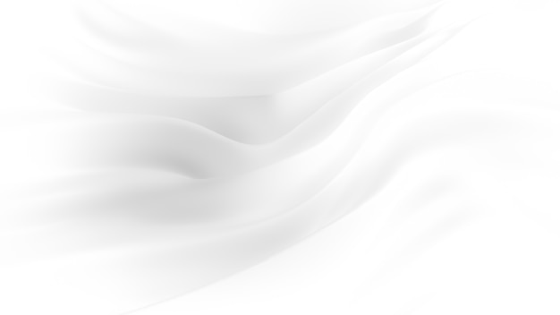 Elegante sfondo bianco con tessuto drappeggiato. Illustrazione 3D