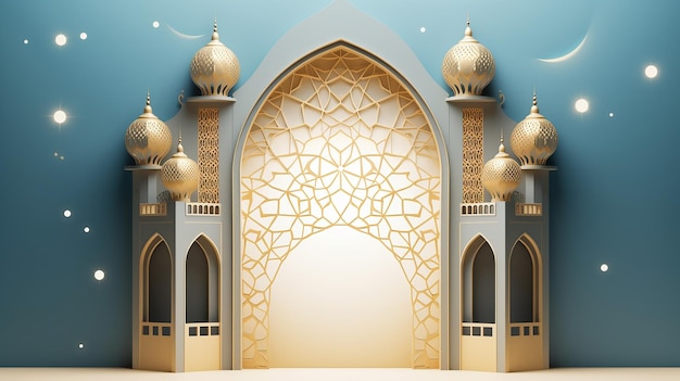 elegante sfondo di saluto ramadan kareem stile taglio carta 3d