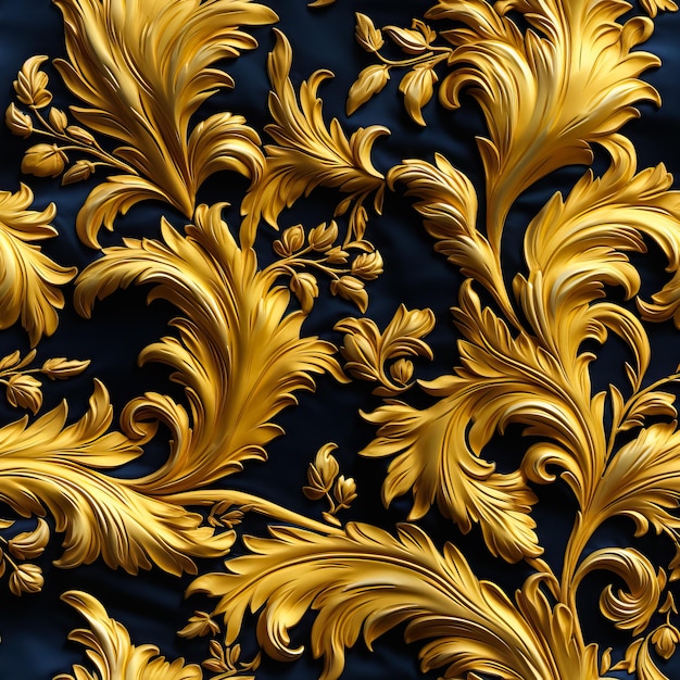 Elegante sfondo in tessuto di seta broccato che mostra raffinati motivi intricati in oro