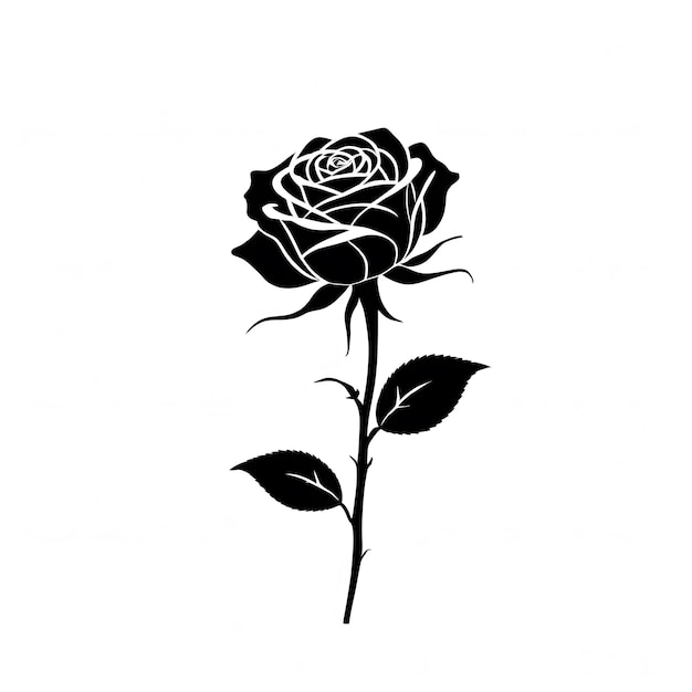 Elegante silhouette di rosa in linee di tratto