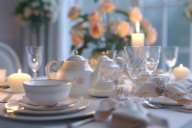 Elegante tavola con porcellana fine e candele