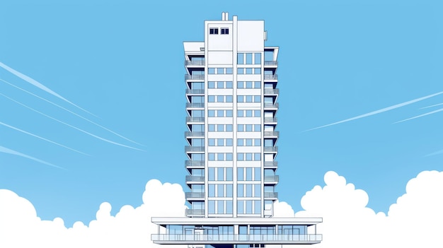 Elegante torre residenziale con Sky Lounge generata dall'intelligenza artificiale