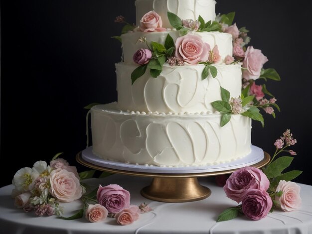 Elegante torta da sposa in una fotografia espositiva