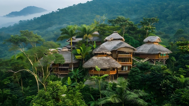 eleganti capanne della foresta pluviale nella giungla