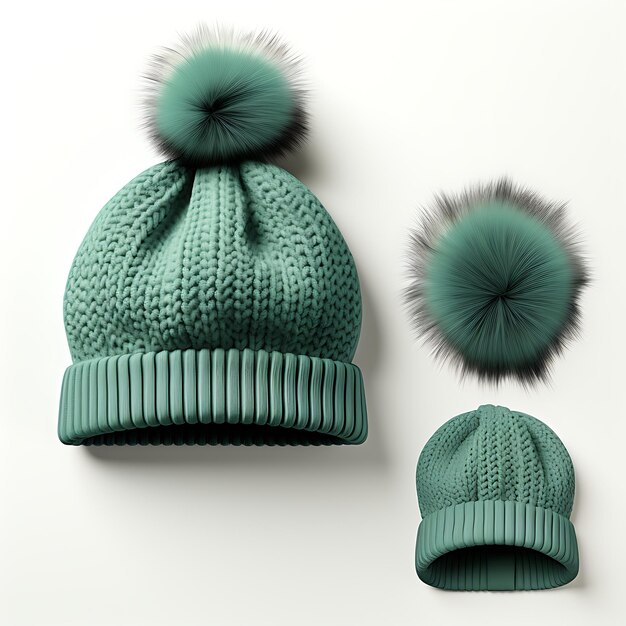 Eleganti cappelli invernali per bambini con pelliccia finta Pom Pom Teal Color oncreative concept ideas design