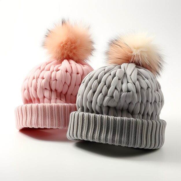 Eleganti cappelli invernali per bambini con rivestimento sherpa grigio e rosa