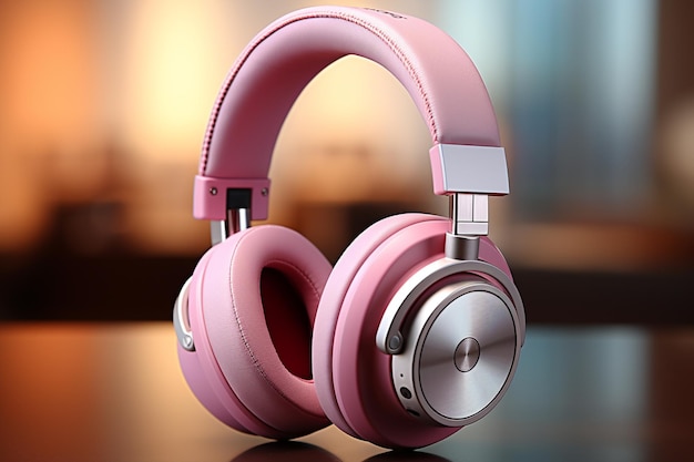 Eleganti ed eleganti cuffie wireless rosa che offrono un'esperienza audio digitale alla moda