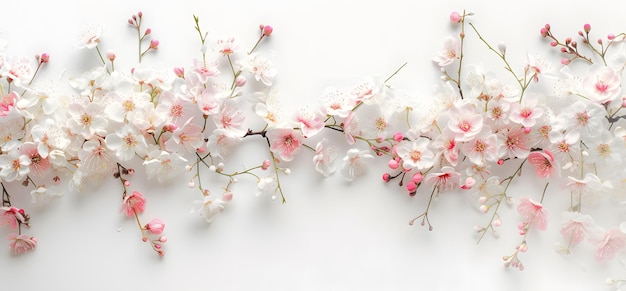 Eleganti fiori di ciliegio adornano uno sfondo bianco sereno